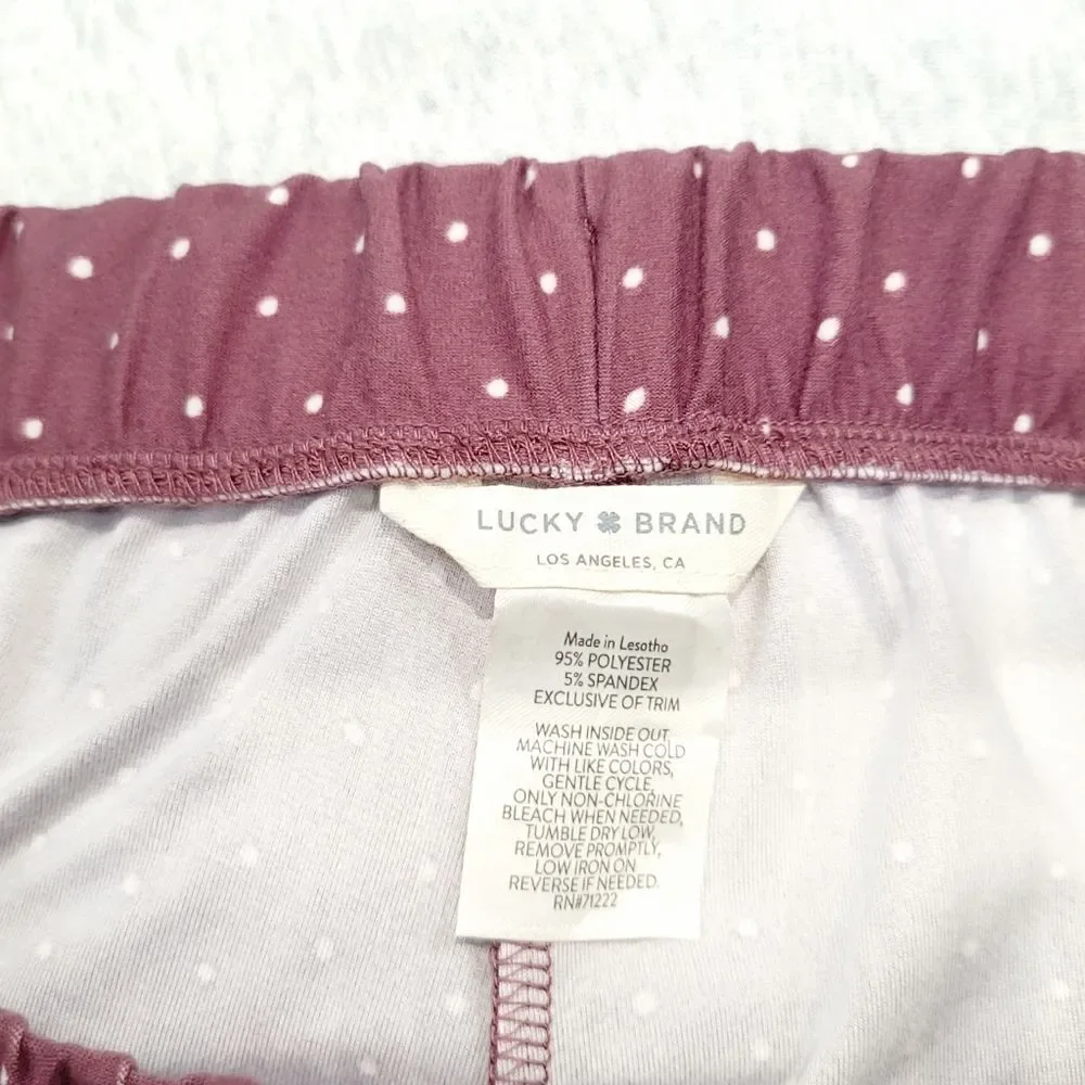 2-pk Lucky Women's XL Comfy Straight Leg Lounge PJ Pants Relaxed Black/Pink Dot - Picture 7 of 7